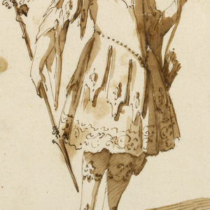 Drawing, Costume Design: Youth and Diana for a Battet, ca. 1720