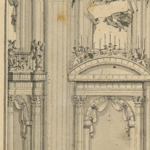 Drawing, Elevation of a Wall Decoration for a Canonization Ceremony, St. Peter
