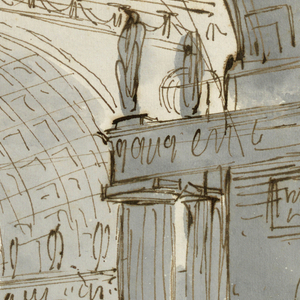 Drawing, Stage Design, Vaulted Classical Building, ca. 1800