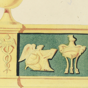Drawing, Design for two andirons, 1800–1825