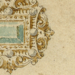 Drawing, Design for brooch with green diamonds and pearls, 16th century