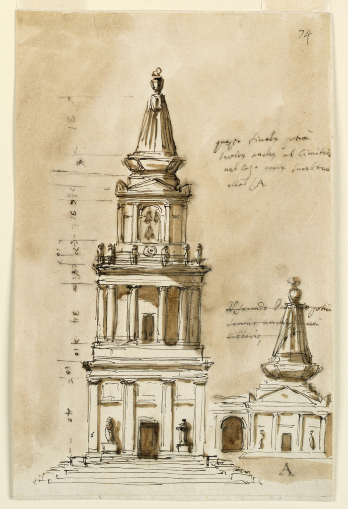 Drawing, Elevations of two sepulchral chapels