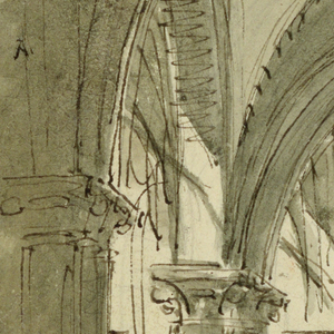 Drawing, Stage Design, Portico with Buildings, early 19th century
