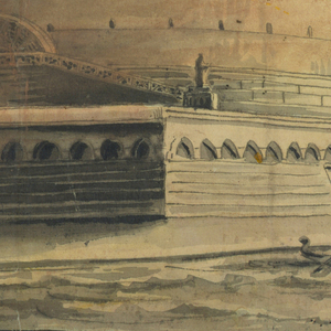 Drawing, Stage Design, Exterior of Circular Building, early 19th century