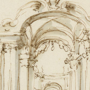 Drawing, Stage design, a garden loggia, ca. 1700–14