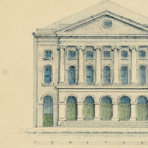 Drawing, Two Elevations of the Facades of the Park Theater, New York, ca. 1821