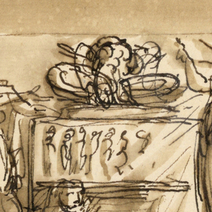 Drawing, Sarcophagus and Allegorical Figures, 18th–19th century