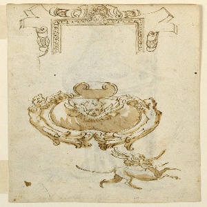 Drawing, A Frame, Escutcheon, Centaur, ca. 1850