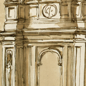 Drawing, Steeple in Baroque style
