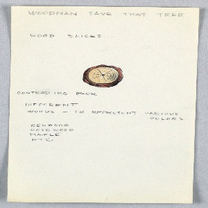 Drawing, Button Design: Woodman Save That Tree