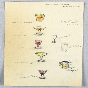 Drawing, Button Design: Cocktail Hour