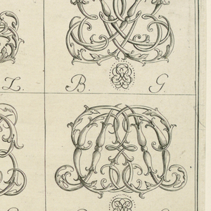 Print, Engraving: Monograms of two letters, ca. 1765