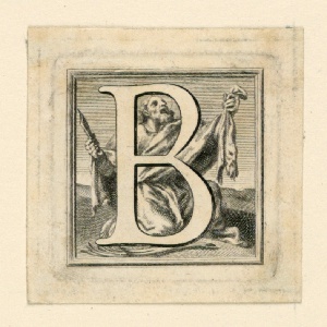 Engraving, Decorated capital letters A and B, 1715