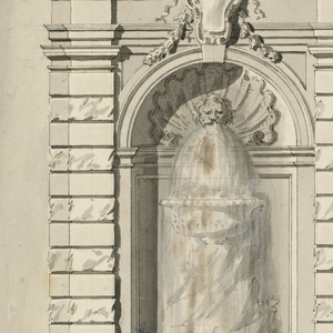 Drawing, Project for a Fountain at a Wall, 1850–75