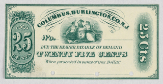 Print, Twenty Five Cents, Columbus, Burlington, Co. N.J.