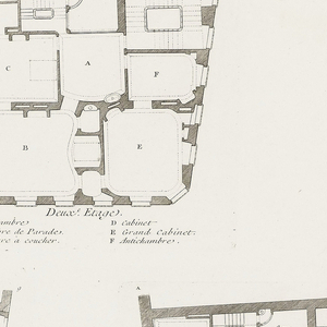 Print, Deuxième Etage, Maison du Sieur Léon Brethous (Second Floor Plan of Léon Brethous House), plate 8, from Oeuvres de Juste-Aurèle Meissonnier (Works of Juste-Aurèle Meissonnier), 1695–1750