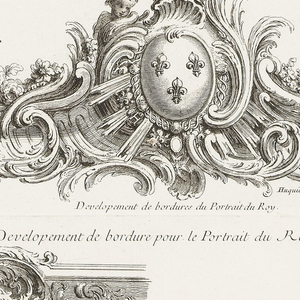 Print, Development du bordure pour le portrait du Roy., Deux coins de la bordure..., 5th Plate, pl. 39 in Oeuvre de Juste-Aurele Meissonnier, 1748