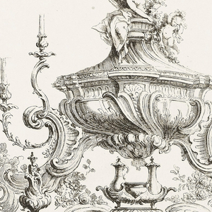 Print, Neuvième Livre des Oeuvres de J.A. Meissonnier, Surtout de Table/Cuvette de Roy [Ninth Series of Designs from the work of J.A. Meissonnier, Design for Table Centerpiece/King