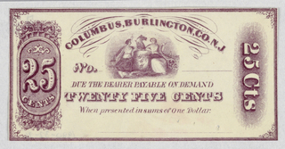 Print, Twenty Five Cents, Columbus, Burlington, Co. N.J.