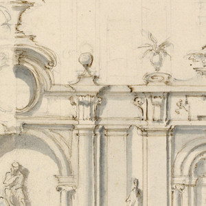 Drawing, Colonnade with Fountain, ca. 1770