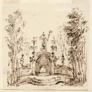 Drawing, A fountain in a park, 1800–1825