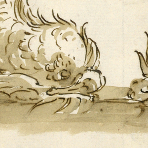Drawing, Project for a Fountain with Two Dolphins, mid- 18th century