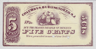 Print, Five Cents, Columbus, Burlington, Co. N.J.