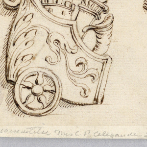 Drawing, Three Trophies, 1650–1700