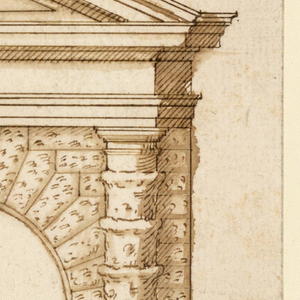 Drawing, Elevation for a Rusticated Gateway with Tuscan Columns, ca. 1575