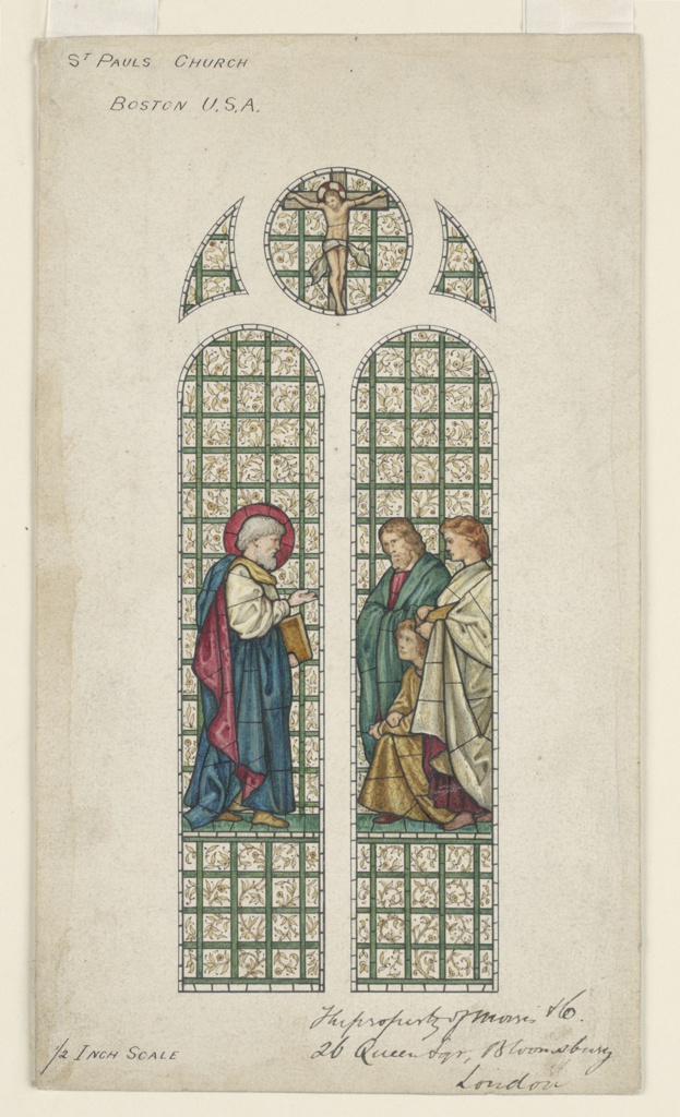 Drawing, Design for Stained Glass Window, St. Paul's Church, Boston, MA