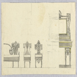 Drawing, Designs for a Sofa, Chairs, and Vanity Table, mid- 19th century