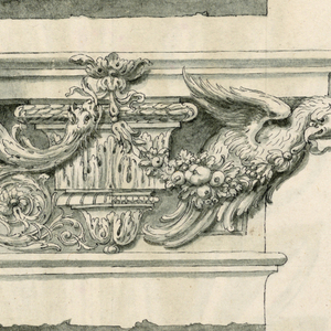 Drawing, Three capitals of pillars, with alternative suggestions, 1780–1800