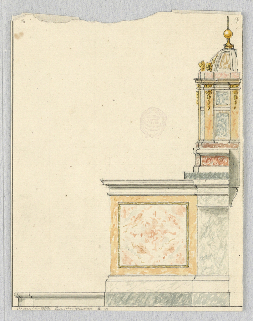 Drawing, Project for an altar: intended to be executed with colored marble and gilded bronze