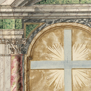 Drawing, Project for a cross-altar: intended to be executed primarily with colored marbles, 1700–1730