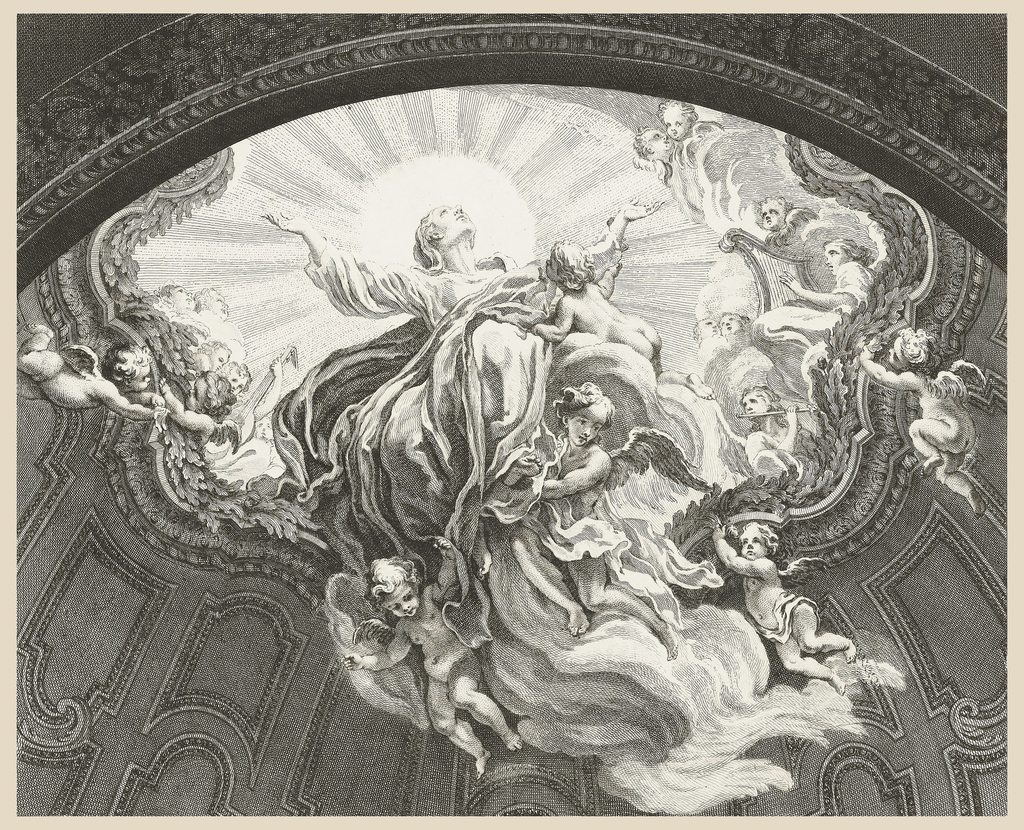 Print, Projet d'un Plafond de Peinture pour la Chapelle de la Vierge de St. Sulpice de Paris (Design for Painted Ceiling for the Chapel of the Virgin of St. Sulpice of Paris), plate 105, in Oeuvres de Juste-Aurèle Meissonnier (Works by Juste-Aurèle Meissonnier)