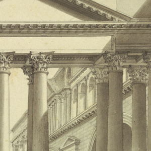 Drawing, Stage Design, Temples on Riverside, early 19th century