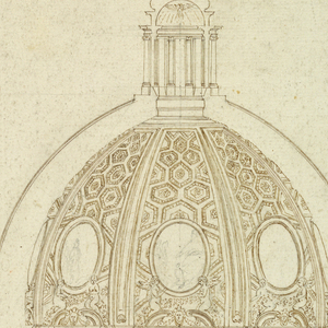 Drawing, Cross section of church of S. Tommaso da Villanova, ca. 1655–67