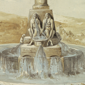 Drawing, Design for Fountain with Canopic Jar, 1790