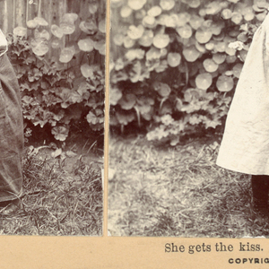 Stereoscope Slides, She gets the kiss