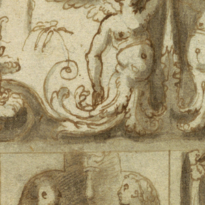 Drawing, Design for the Painted Decorations of Three Panels, 1580-1590