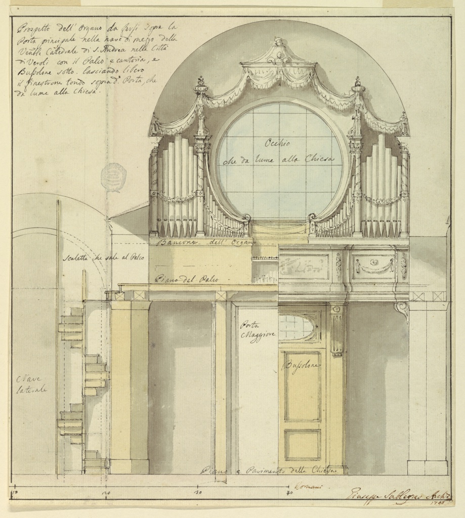 Drawing, Project: The organ and organ loft in the Cathedral in Veroli