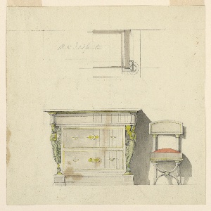 Drawing, Design for a Dresser and Chair, ca. 1800