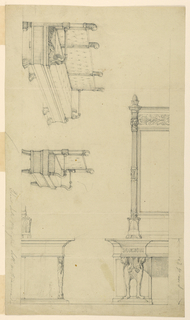 Drawing, Designs for a Sofa, Armchair, Console Table, Console Looking Glass