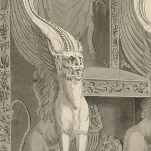 Drawing, Design for a Throne of the Priest of Bacchus, after Ancient Marble, ca. 1800
