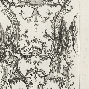 Print, Designs for Two Gueridons and a Wall Bracket with a Vase, 1745