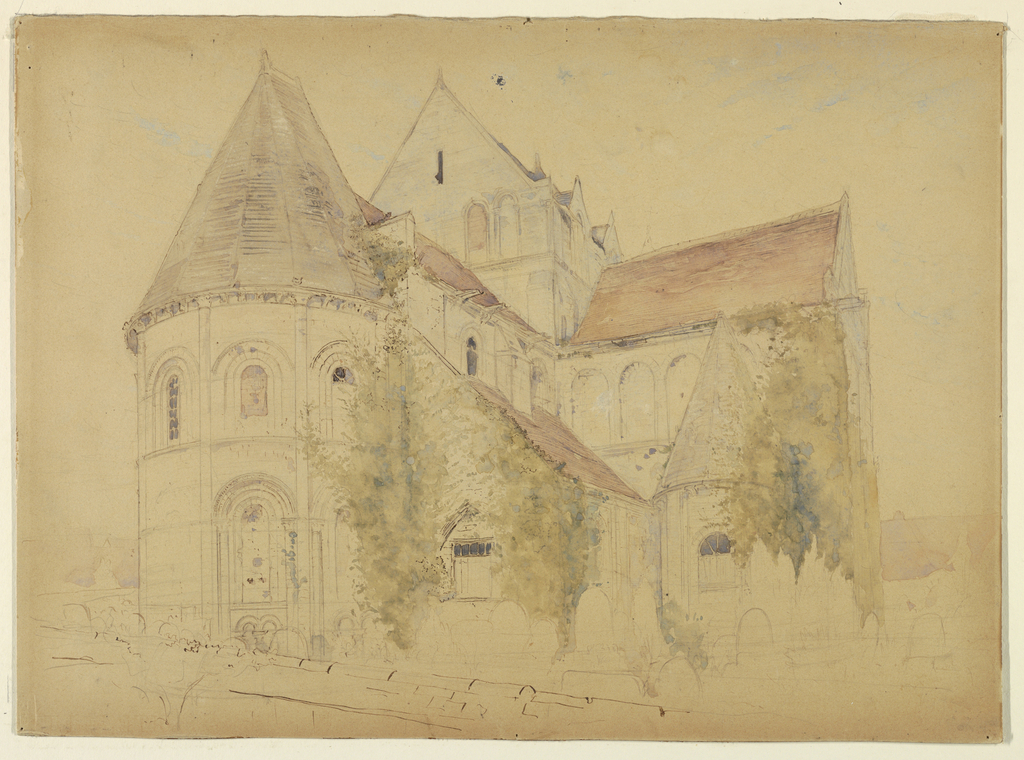 Drawing, Sketch of Church of St. Nicholas, Caen, France