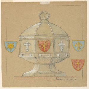 Drawing, Project for the elevation of a metal baptismal bowl, ca. 1928