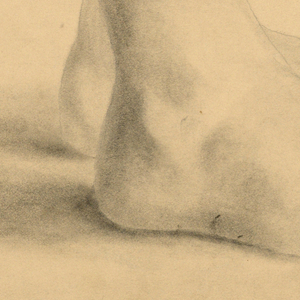 Drawing, Bare feet below a skirt, January 1860