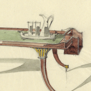 Drawing, Design for Coffee Table/Magazine Rack & Paper Holder, 1920–30