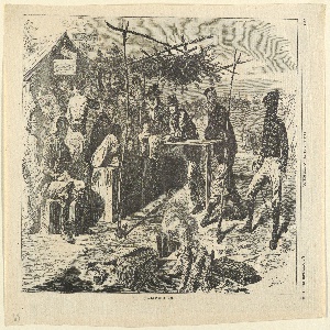 Print, Thanksgiving in camp, Harper